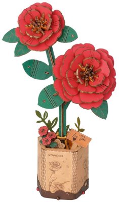 RoboTime Puzzle 3D in legno Camelia rossa