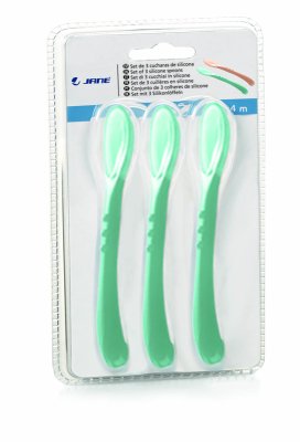 JANÉ Set mit 3 Silikonlöffeln Mint