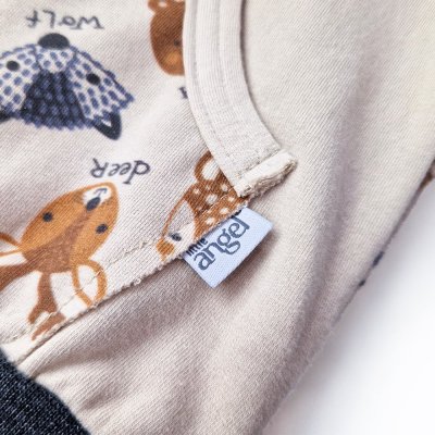 Camisola de encaixe com IMPRESSÃO, com fecho Outlast® - animais coloridos latte
