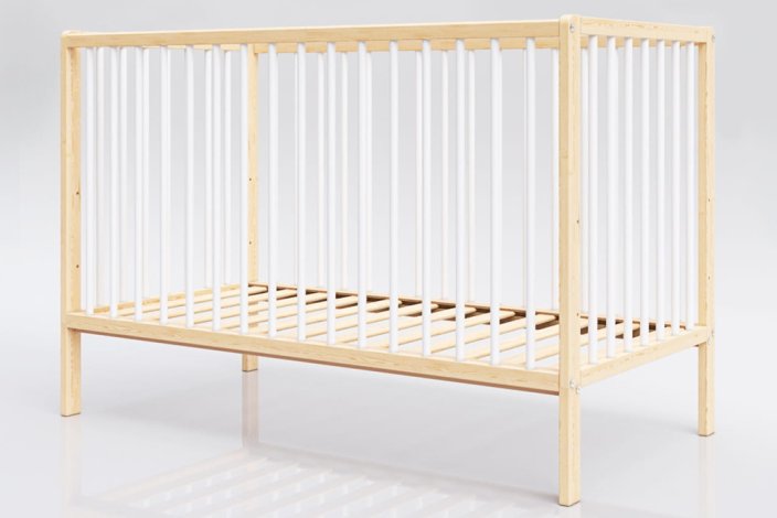 PETITE&MARS Wooden bed Moony Pine White