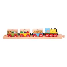 Bigjigs Rail Güterzug mit Gemüse + 3 Schienen