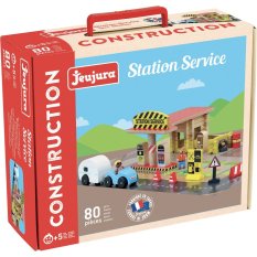 Jeujura Jeu de construction en bois 80 pièces Station-service