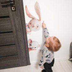 Samolepky na zeď pro děti - Akvarelová zvířátka kolem dveří N.2 - VLEVO