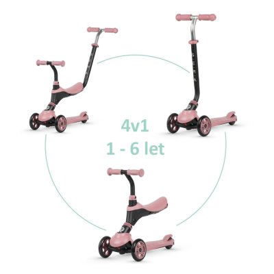 QPLAY Hulajnoga/jezdzik Sema 5w1 Pink, wiek 1-6 lat, do 50 kg