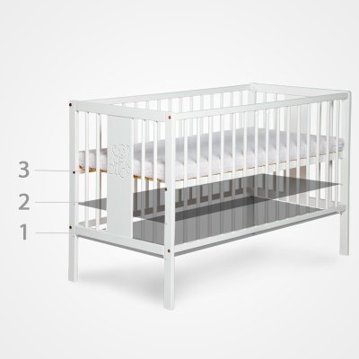 KLUPS Spjälsäng NEL Hjärta 120 x 60 cm vit-grå