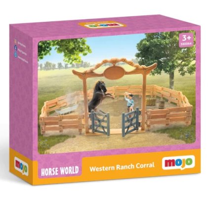 Mojo Western Ranch Corral with Horse and Cowboy