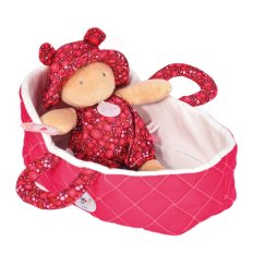 Doudou Jolijou Păpușă în geantă de transport roz 20 cm