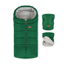 Set geanta de iarna PETITE&MARS Jibot 3in1 + manusi pentru carucior Jasie Juicy Green