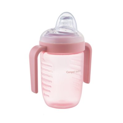 CANPOL BABIES Kubek niekapiący z silikonową końcówką 220 ml różowy