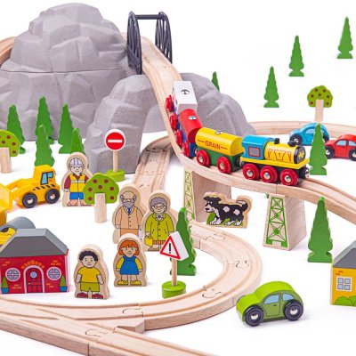 Bigjigs Rail Caminho de Montanha em Madeira para Comboios 112 peças