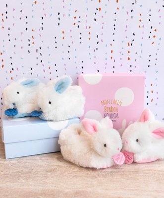 Doudou Poklon set - Set čizmica sa zvečkama zečić rozi 0-6 mjeseci