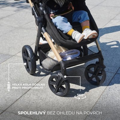 KINDERKRAFT Kombikinderwagen Moov 2 3in1 Moonlight Grey - Schaumstoffräder