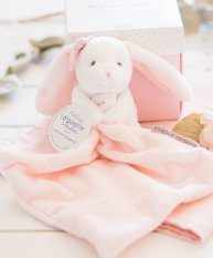 Doudou Coffret cadeau rose - lapin avec lange 10 cm
