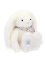 Doudou Lapin en peluche avec foulard blanc 35 cm