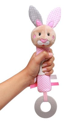 BABYONO Gwiżdżąca zabawka z gryzacym króliczkiem Julia 6m+