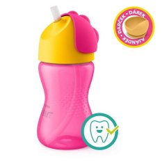 Philips AVENT Becher mit flexiblem Strohhalm 300 ml Mädchen + Geschenk PETITE&MARS Schüssel 6m+
