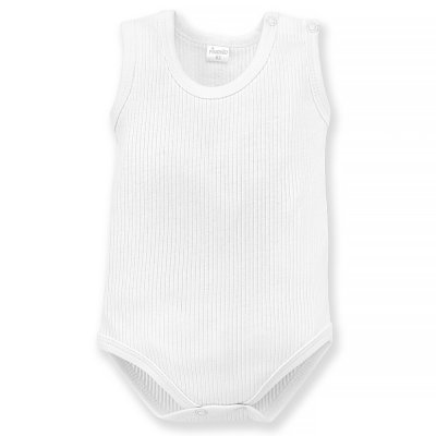 PINOKIO Body prążkowane bez rękawów Lovely Day uni białe rozm. 92
