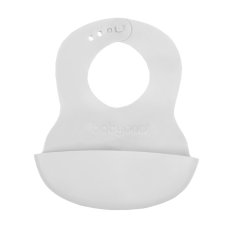 BABYONO Bavoir en plastique souple avec poche sans BPA gris 6 mois+