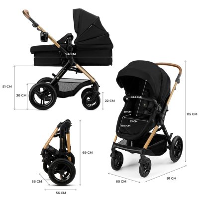 KINDERKRAFT Kombikinderwagen 3-in-1 Moov 2 XL Air Black