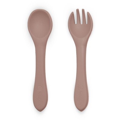 PETITE&MARS Příbor silikonový Take&Match Velvet Latte 6m+
