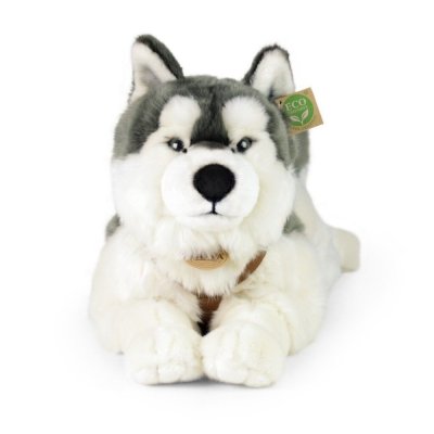 Rappa Câine de pluș husky cu zgardă culcat 60 cm ECO-FRIENDLY