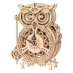 Puzzle 3D en bois mécanique RoboTime - Horloge hibou