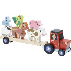 Vilac Houten tractor met diertjes om op te zetten