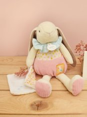 Doudou Darilni set roza Zajček Ciboulette z odejo 28 cm