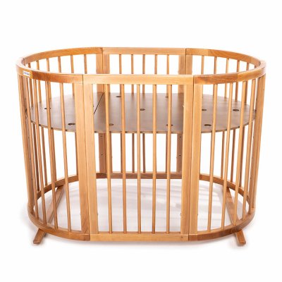 MIMIKO Rund 9i1 Växande Spjälsäng Rund Naturlig