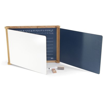 Jeujura Houten drieluik multifunctioneel schoolbord 156x43 cm met accessoires