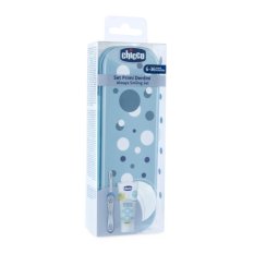 CHICCO Set de cepillo y pasta de dientes en estuche Siempre sonriendo - azul claro, 6m+