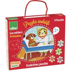 Vilac Puzzle en bois Métiers 4 en 1