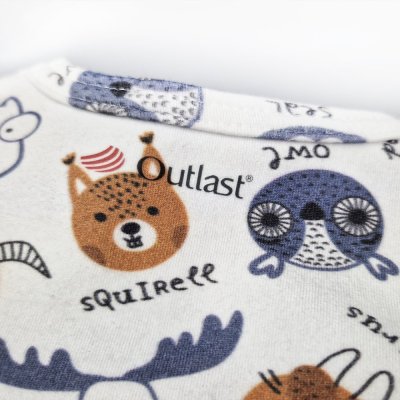 Body T-shirt deslizante IMPRESSÃO Outlast® - animais coloridos brancos