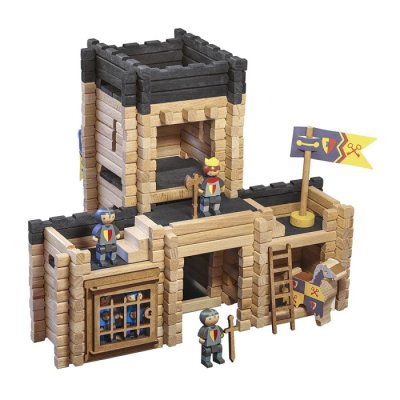 Jeujura Jeu de construction en bois 270 pièces Château avec catapulte