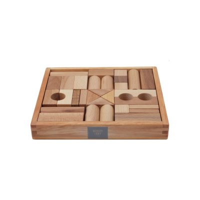 Wooden Story Würfel in einer Holzkiste - 30 Stück - Natur