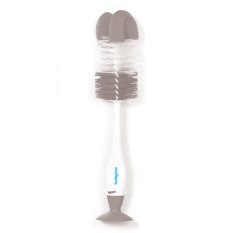 BABYONO Brosse pour nettoyer biberons et tétines 2 en 1 avec ventouse grise