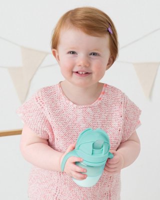 SKIP HOP Ess-Set mit Tasse, 5-teilig, Easy-Feed Mealtime Set, Blaugrün/Grau, ab 6 Monaten