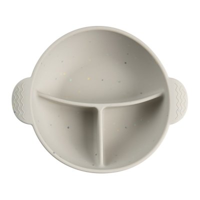 CANPOL BABIES Silikon-Schüssel geteilt mit Saugnapf Dots 360ml grau