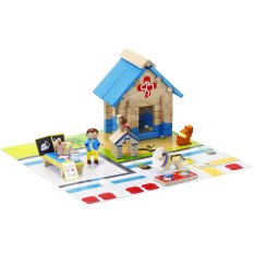 Jeujura Jeu de construction en bois 60 pièces Clinique vétérinaire