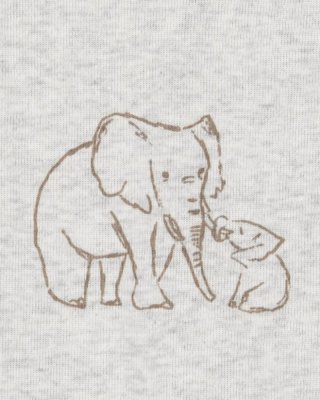 CARTER'S Pajacyk Gray Elephant + Ivory Stripe neutral MFL 2 szt. 9m/rozm. 74