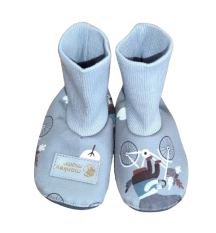 Monkey Mum® Softshell-Krabbelschuhe mit Membran – Wölfe auf dem Fahrrad