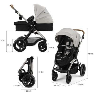 KINDERKRAFT Kombikinderwagen 3in1 Moov 2 XL Air Grey