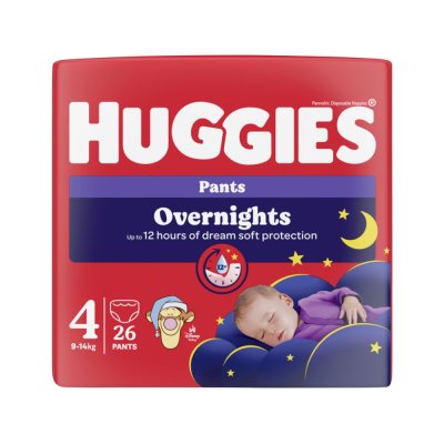 HUGGIES® Windelhosen für die Nacht Overnights Pants Gr. 4 (9-14 kg), 26 Stück