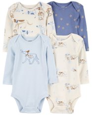 CARTER'S Body z długim rękawem Niebieski/Kość słoniowa chłopiec 4 sztuki NB/rozmiar 56