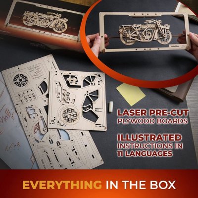 Ugears 2,5D drewniane mechaniczne puzzle Indie Moto