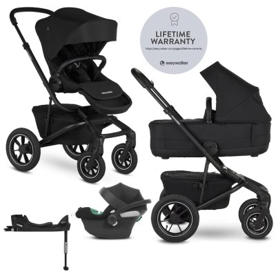 EASYWALKER Kombikinderwagen Jimmey 2in1 Pepper Black LITE AIR + CYBEX Aton B2 i-Size + Basis