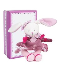 Set cadou Doudou - Zornăitoare de pluș iepuraș 19 cm