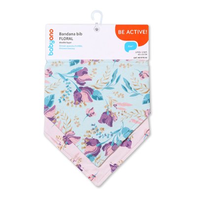 BABYONO Śliniak bawełniany Floral 2szt, 0m+