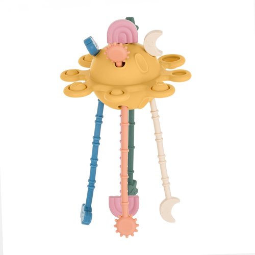 PETITE&MARS Jouet sensoriel en silicone Crazy Planet Ocre Intense 10m+