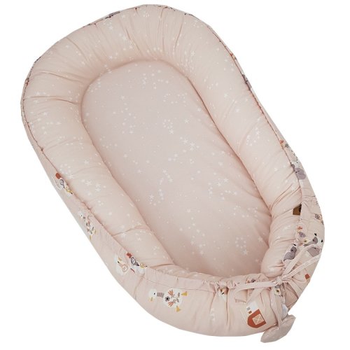 EKO Nid pour bébé double face en coton Ma ferme Etoiles Rose poudré 90x60 cm